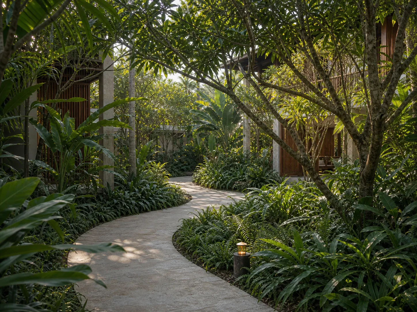 Shaded garden path
